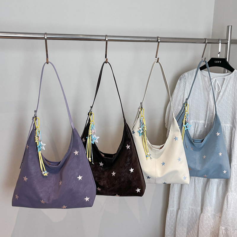 Women'S Xl Bags - Schoudertas van suède met sterpatroon, met