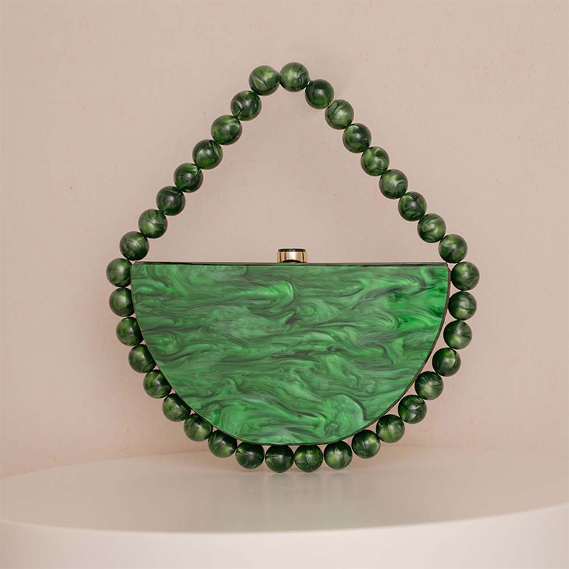 Tortoiseshell Bag Acrylic - Luxe parelmoer kralen ketting clutch portemonnee,