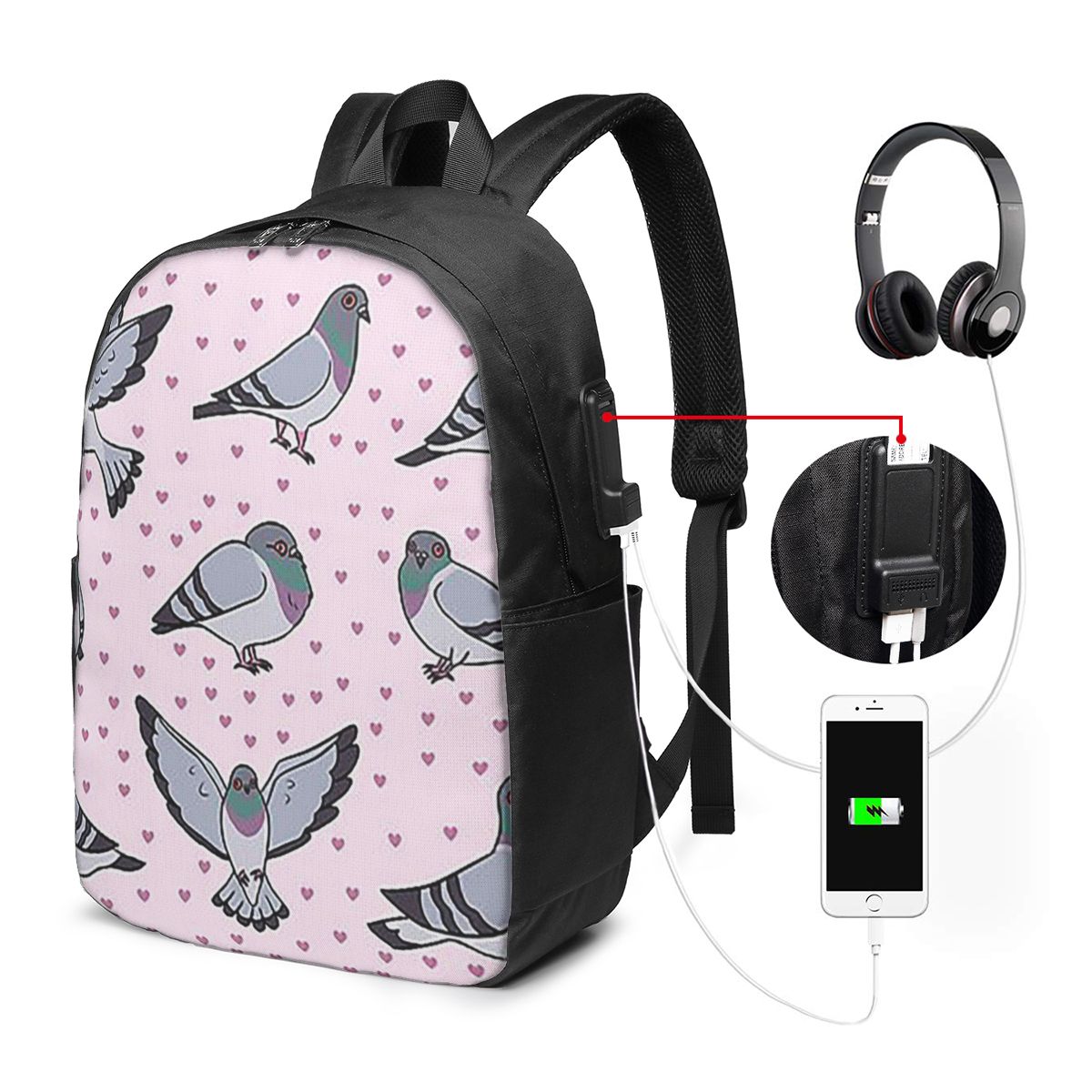 Women Bags Pack - Leuke Cartoon Duiven Pack Rugzak Reisnotebooktas