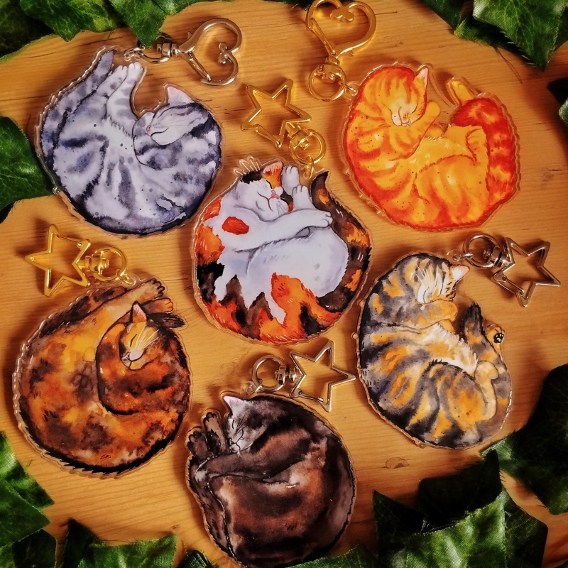 Tortoiseshell Bag Acrylic - Katten acryl sleutelhanger grijze tabby kat