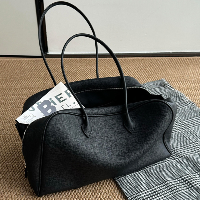 Women'S Xl Bags - Zwarte zachte leren Boston Tote Bag